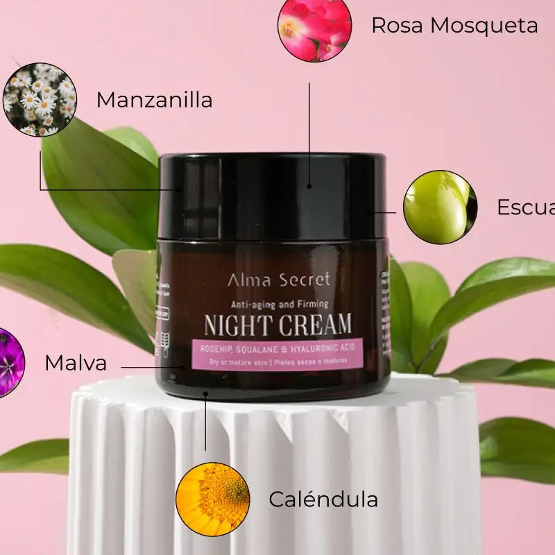 Alma Secret Anti-Ageing Repairing Night Cream R. Mosqueta, Squalan & Hyalur.