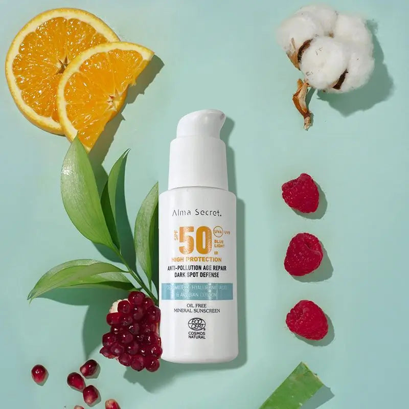 Alma Secret Solar Facial Natural Sunscreen Spf 50 mit Ceramiden, Anti-Blemish und Oil-Free