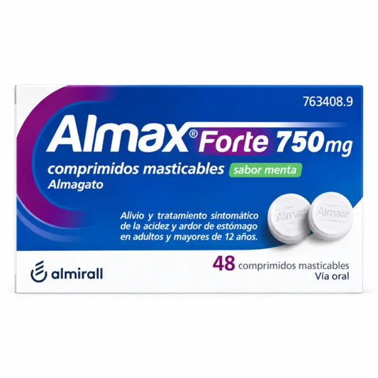 Almax Forte 750 mg Pfefferminzgeschmack, 48 Tabletten