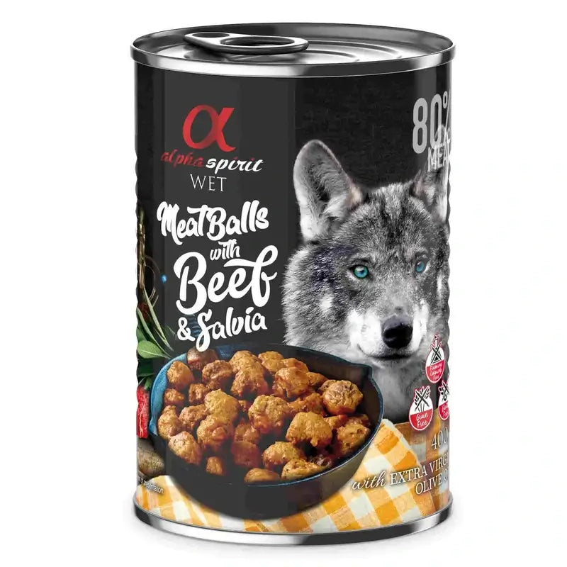 Alpha Spirit Canine Meatballs Rindfleischbällchen Salbei Box 6X400Gr