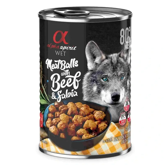 Alpha Spirit Canine Meatballs Rindfleischbällchen Salbei Box 6X400Gr