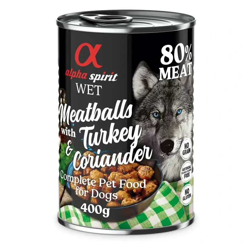 Alpha Spirit Canine Truthahn-Koriander-Fleischbällchen 6X400Gr