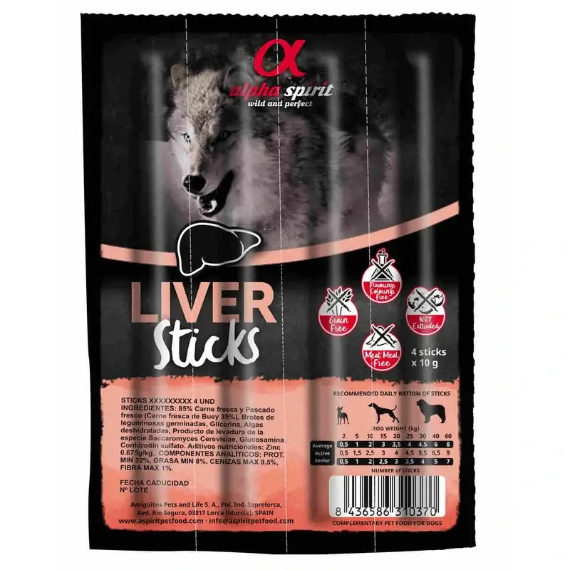Alpha Spirit Canine Lebersticks 16X4Servietten