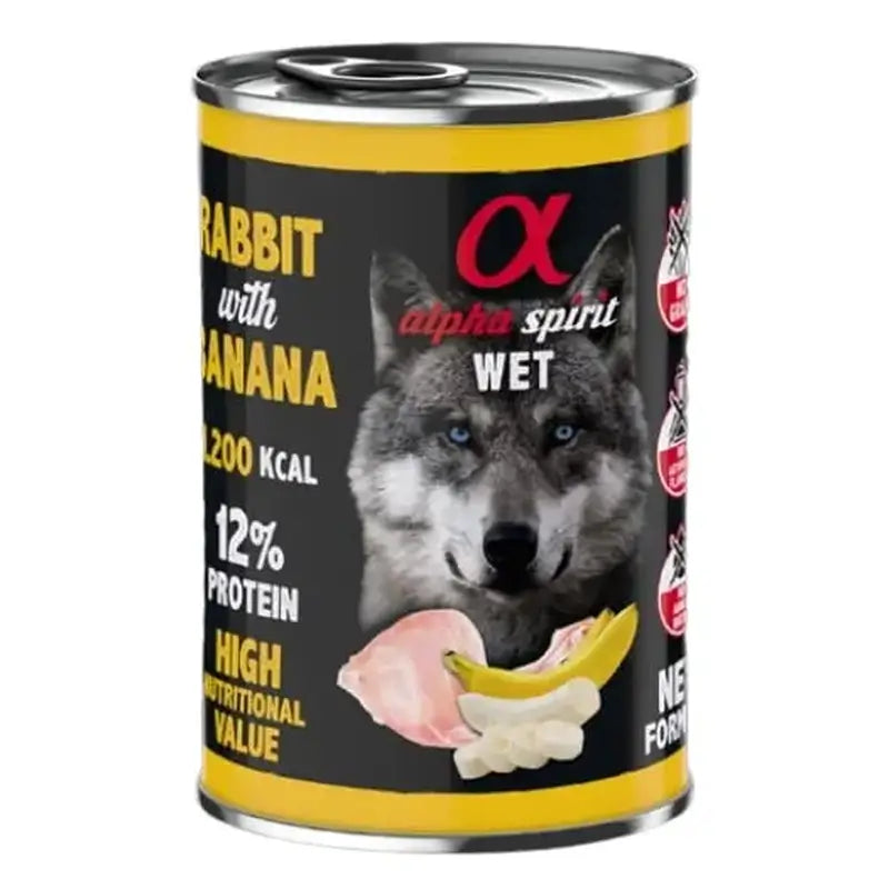 Alpha Spirit Canine Kaninchen mit Banane Dose 6X400Gr