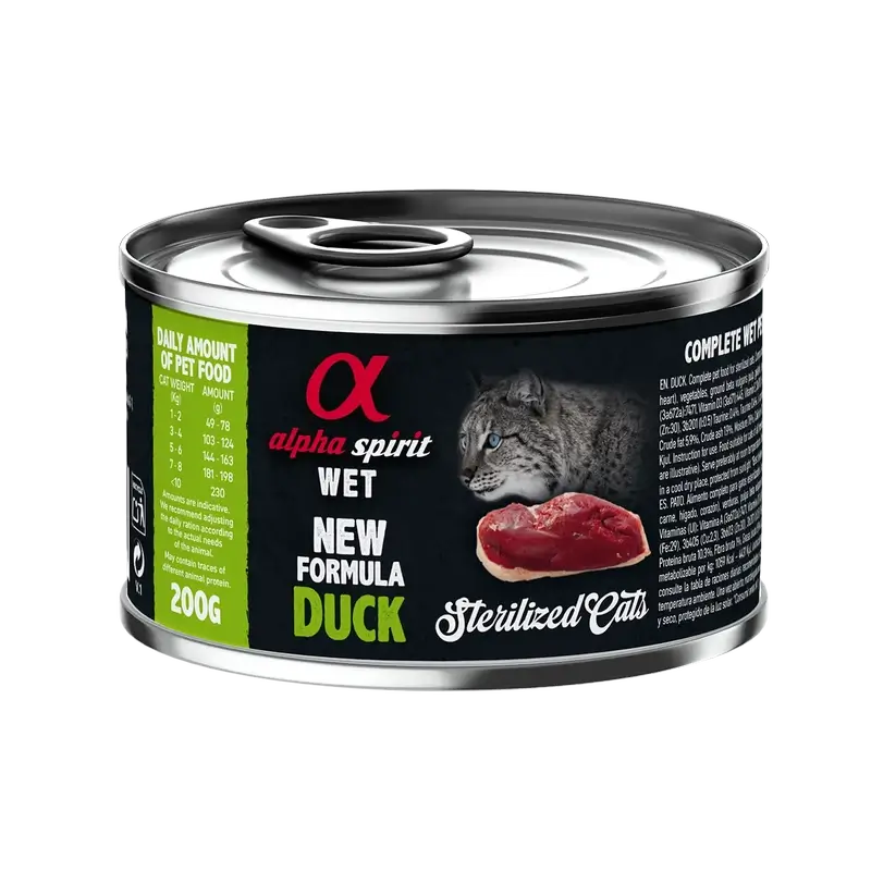 Alpha Spirit Feline Sterilisierte Ente Dose 6X200Gr
