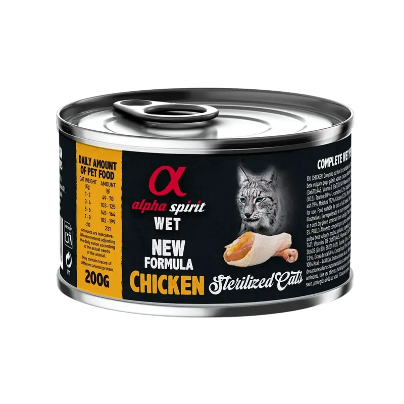Alpha Spirit Feline Sterilisiertes Huhn Dose 6X200Gr
