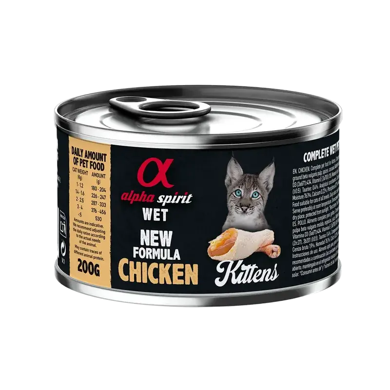 Alpha Spirit Feline Kitten Huhn in Dosen 6X200Gr