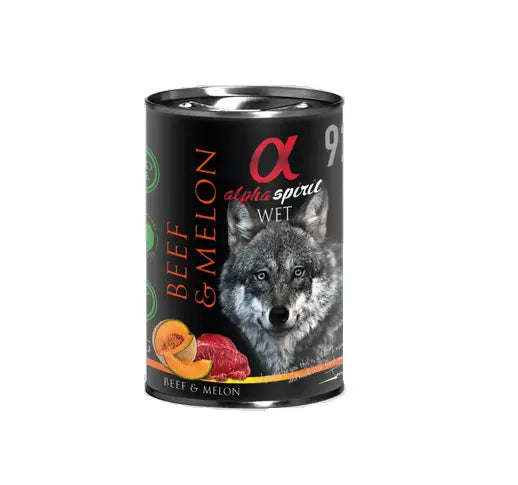 Alpha Spirit Canine Adult Beef Melon 400Gr can, wet dog food