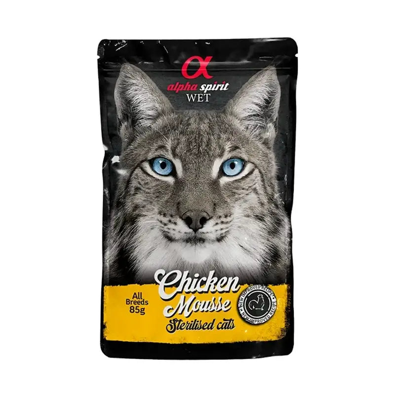 Alpha Spirit Feline Chicken Mousse for Neutered Cats, 24 x 85 g