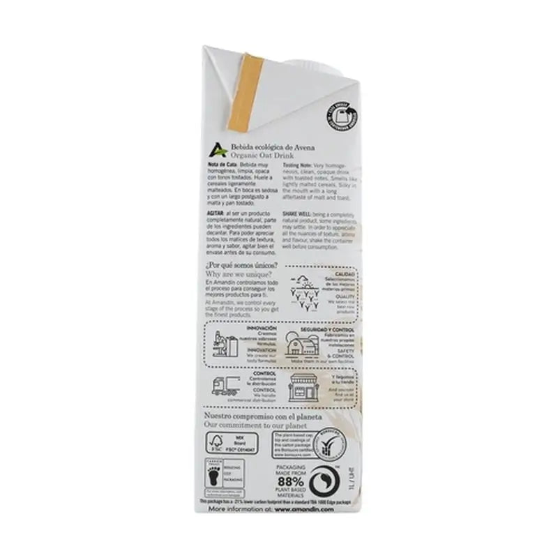 Amandin Haferflocken-Gemüse-Getränk 0% Zucker 1Lt 6Pcs. bio