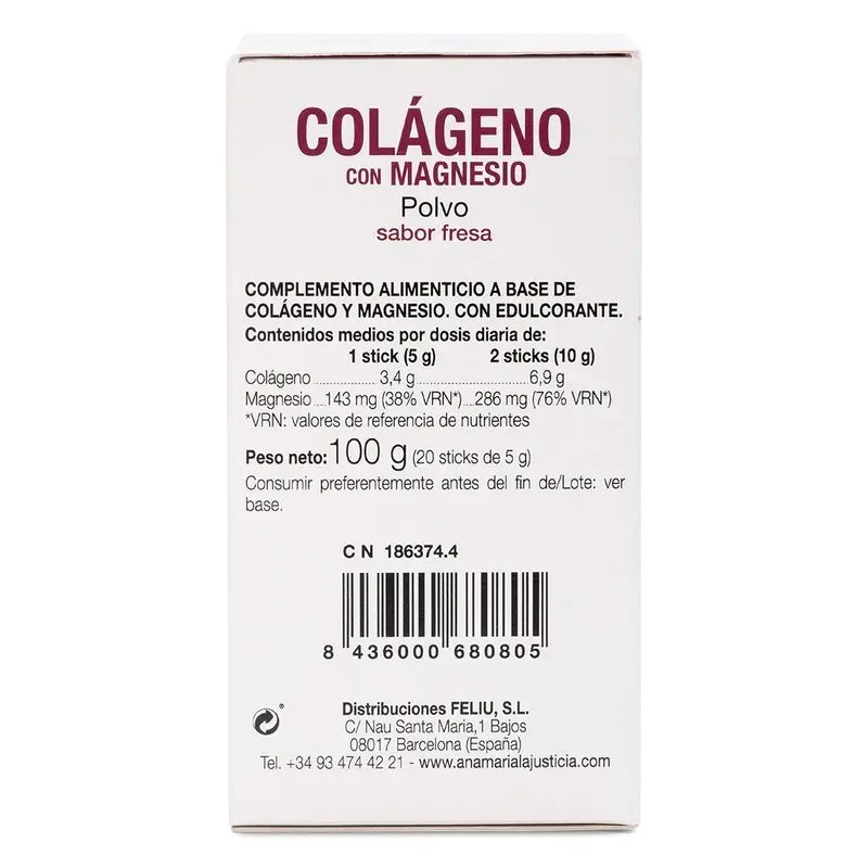 Ana Maria Lajusticia Kollagen mit Magnesium Erdbeergeschmack, 20 Sticks