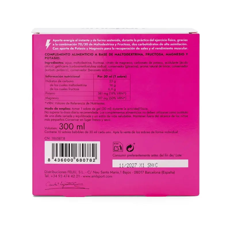AML SPORT Glucomag 70/30 Gel Zitronengeschmack, 10 Tüten à 30 ml