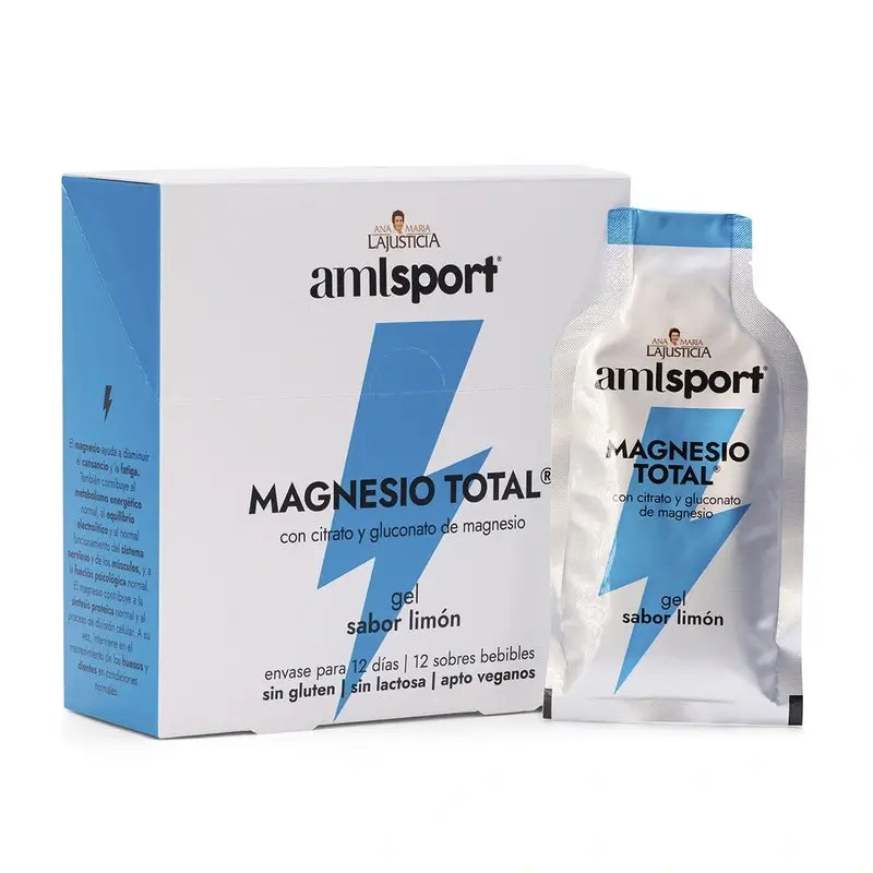 AML SPORT Magnesium Total Gel Zitronengeschmack, 12 Tütchen à 20 ml