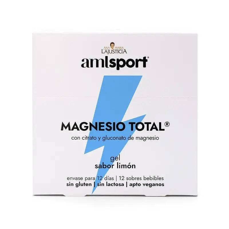 AML SPORT Magnesium Total Gel Zitronengeschmack, 12 Tütchen à 20 ml