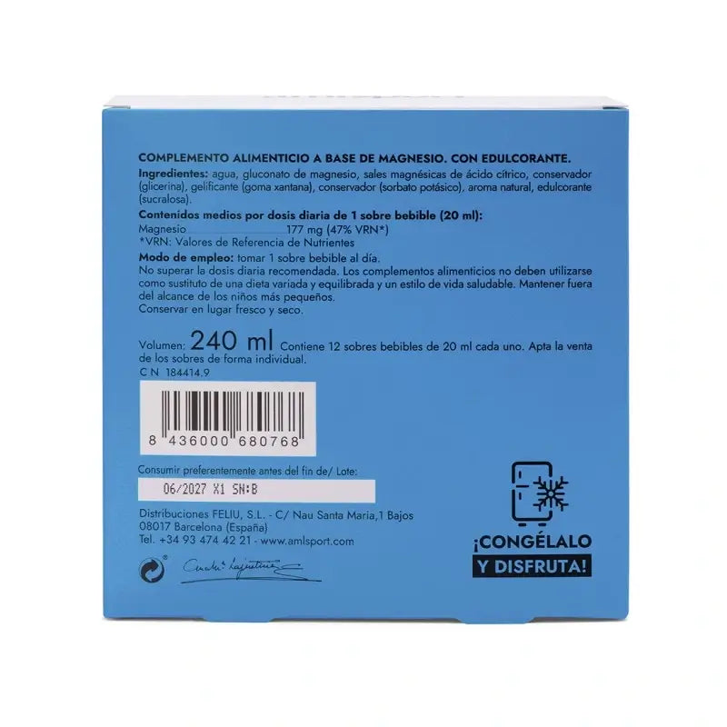 AML SPORT Magnesium Total Gel Zitronengeschmack, 12 Tütchen à 20 ml