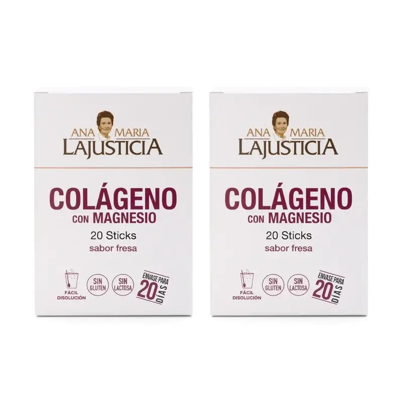 Ana Maria Lajusticia Kollagen mit Magnesium Erdbeergeschmack, 2x20 Sticks
