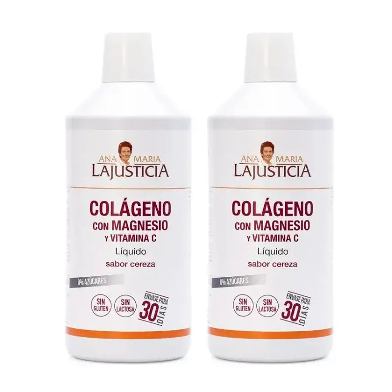 Ana Maria Lajusticia Kollagen mit Magnesium + Vitamin C Kirschgeschmack, Packung 2 x 1L
