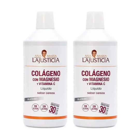 Ana Maria Lajusticia Kollagen mit Magnesium + Vitamin C Kirschgeschmack, Packung 2 x 1L