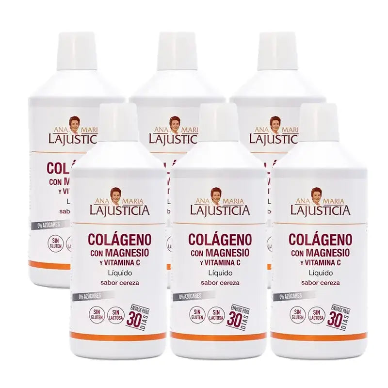 Ana Maria Lajusticia Kollagen mit Magnesium + Vitamin C Kirschgeschmack, Packung 6 x 1L