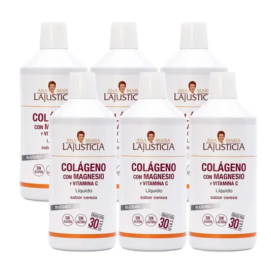 Ana Maria Lajusticia Kollagen mit Magnesium + Vitamin C Kirschgeschmack, Packung 6 x 1L