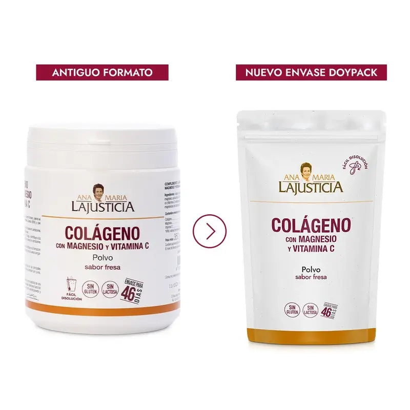Ana Maria Lajusticia Kollagen mit Magnesium + Vit.C Erdbeergeschmack Pulver Doypack, 350 Gramm