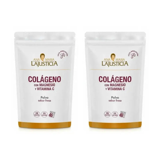 Ana Maria Lajusticia Kollagen mit Magnesium + Vit.C Erdbeergeschmack Pulver Doypack, 2x350 Gramm