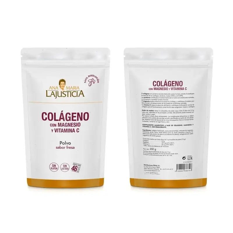 Ana Maria Lajusticia Kollagen mit Magnesium + Vit.C Erdbeergeschmack Pulver Doypack , 3x350 Gramm