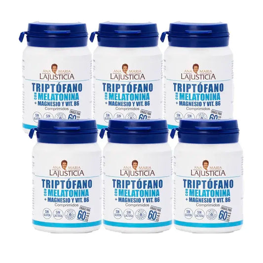 Ana Maria Lajusticia Tryptophan mit Melatonin + Magnesium und Vitamin B6, Packung 6 x 60 Tabletten