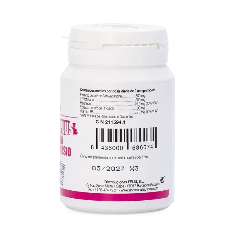 Ana Maria Lajusticia Tryptophan Plus mit Ashwagandha + Rhodiola und Magnesium, 60 Tabletten