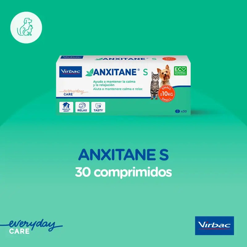 Virbac Anxitane S, 30 Beruhigungstabletten für Katzen und Hunde 0 - 10kg