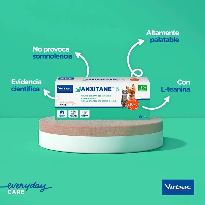 Virbac Anxitane S, 30 Beruhigungstabletten für Katzen und Hunde 0 - 10kg
