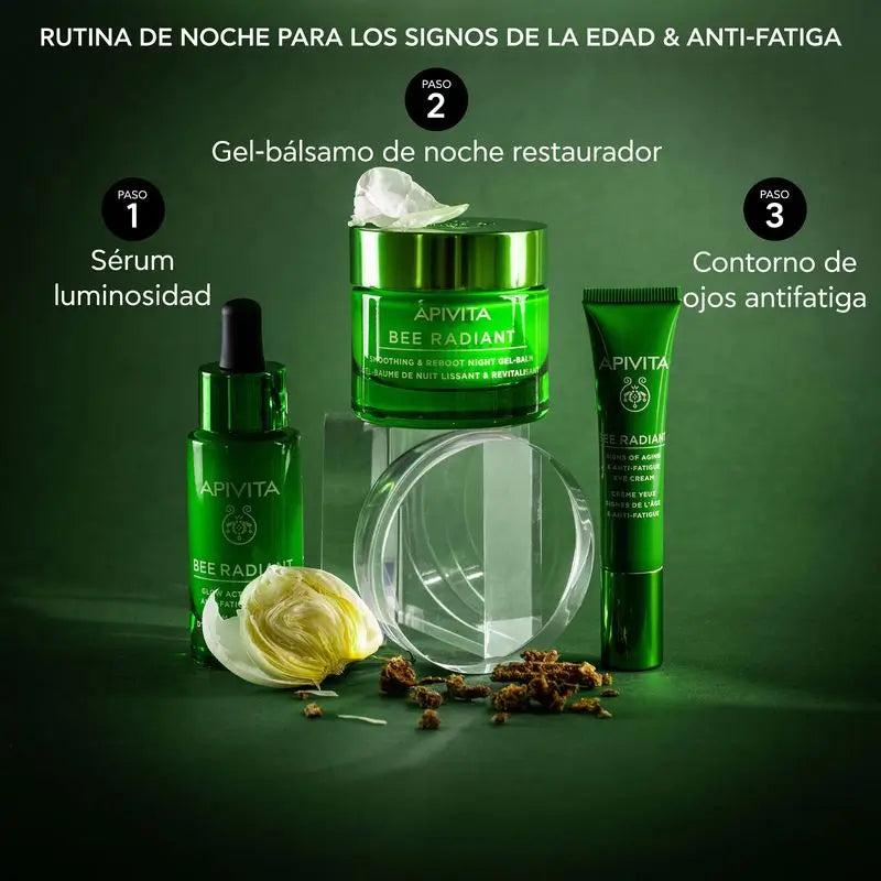 APIVITA Bee Radiant Brightening & Anti-Fatigue Serum mit weißer Pfingstrose und patentiertem Propolis