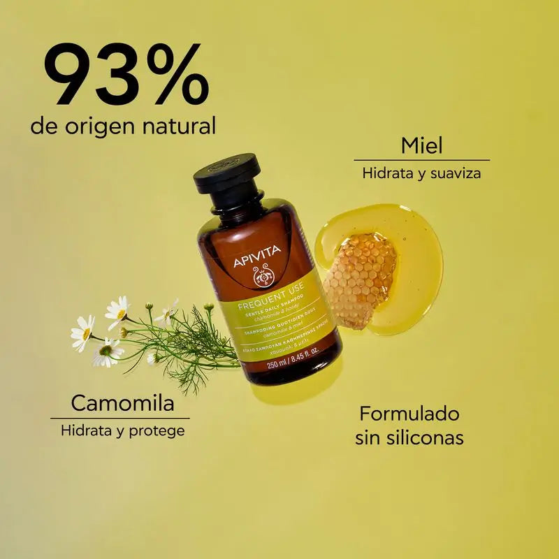 APIVITA Champú Suave de Uso Diario con Camomila y Miel 250 ml