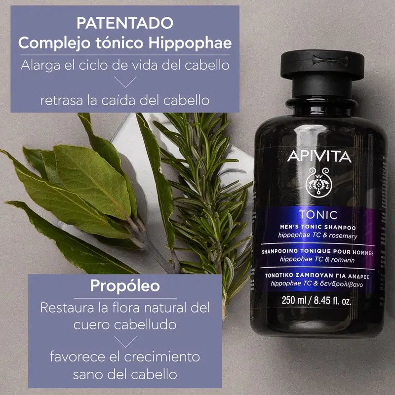 APIVITA Männer Haarausfall straffendes Shampoo mit Sanddorn und Rosmarin 250 ml