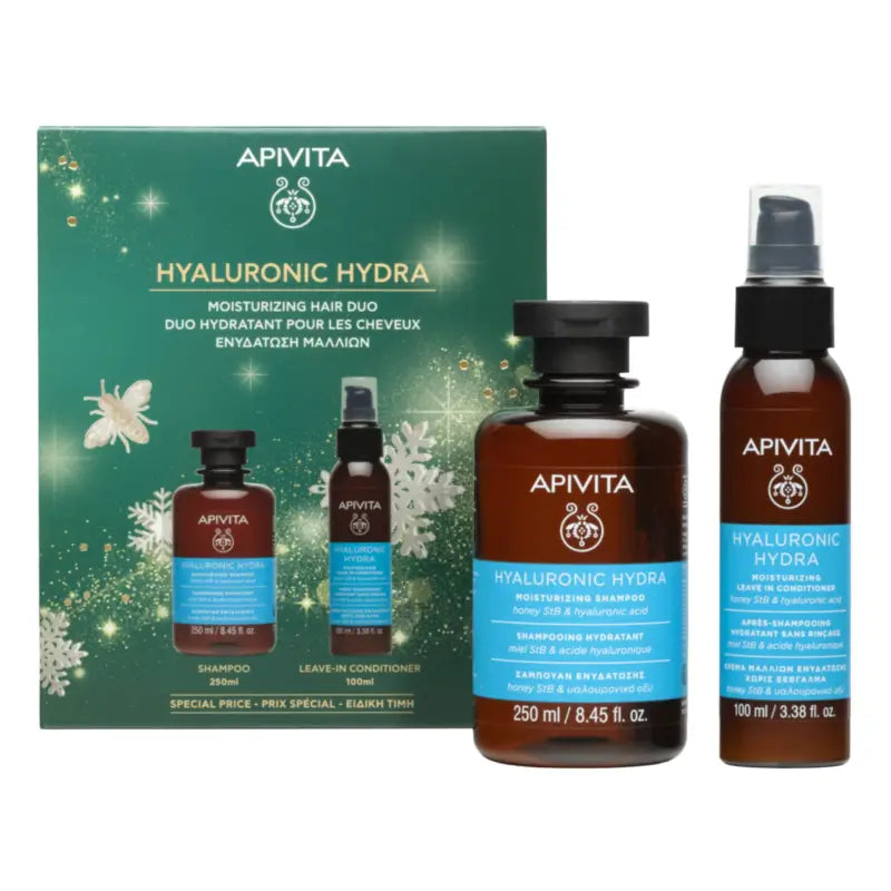 Apivita Hyaluronic Hydra Set: Shampoo + Leave-in-Spülung, 250 + 100 ml