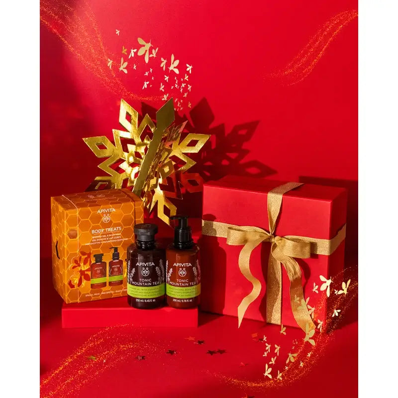 Apivita Box - Tonic Mountain Tea Gel + Körpermilch 200Ml, 2 Stück