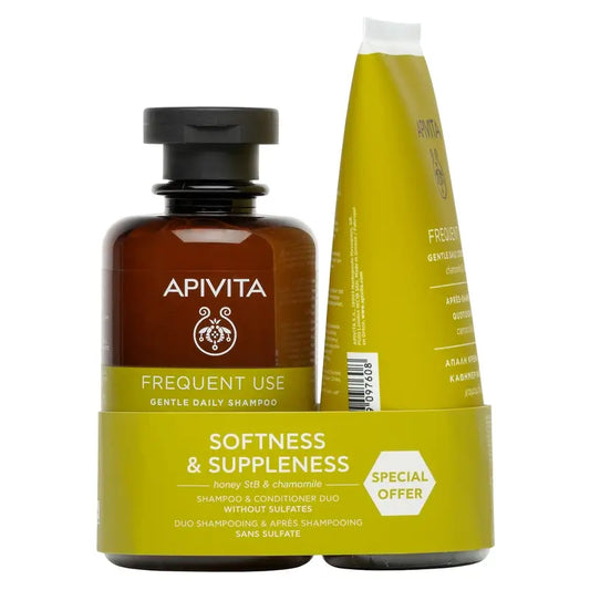 Apivita Hair Care Daily Use Pack Sanftes Shampoo + Spülung, 250 + 150 ml