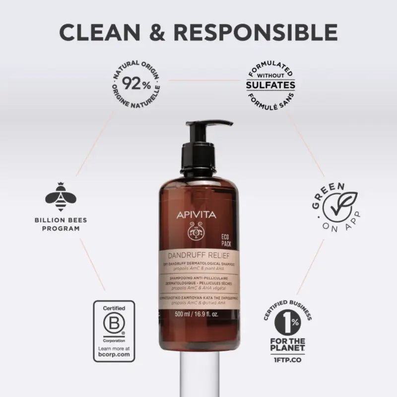 Apivita Ecopack – Dermatologisches Shampoo gegen trockene Schuppen, 500 ml