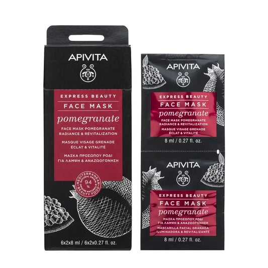 Apivita Express Beauty Granatapfel-Gesichtsmaske - Aufhellend & revitalisierend, 2x8 ml