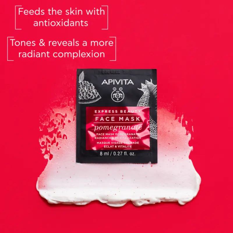 Apivita Express Beauty Granatapfel-Gesichtsmaske - Aufhellend & revitalisierend, 2x8 ml