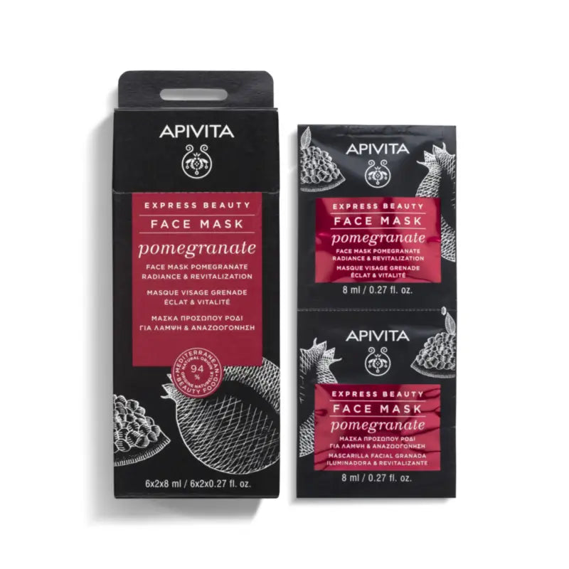 Apivita Express Beauty Granatapfel-Gesichtsmaske - Aufhellend & revitalisierend, 2x8 ml