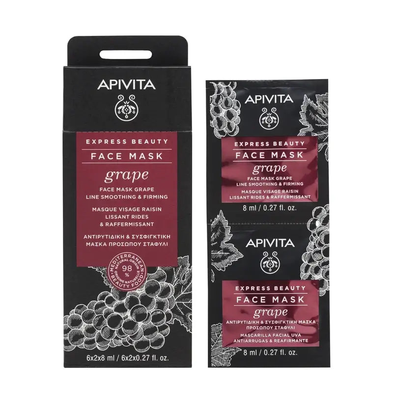 Apivita Express Beauty Trauben-Gesichtsmaske - Anti-Falten, 2x8 ml