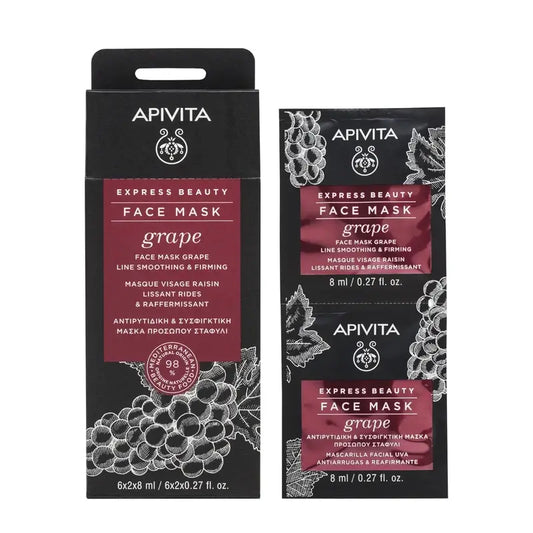 Apivita Express Beauty Trauben-Gesichtsmaske - Anti-Falten, 2x8 ml