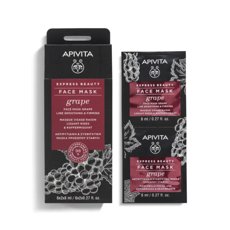 Apivita Express Beauty Trauben-Gesichtsmaske - Anti-Falten, 2x8 ml