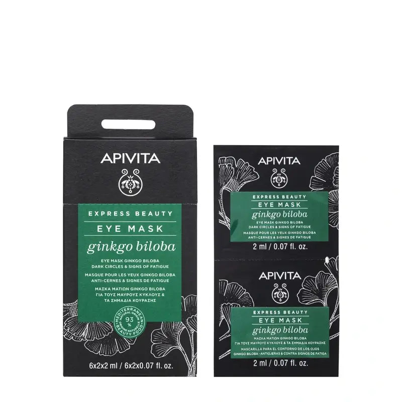 Apivita Express Beauty Ginkgo Biloba Eye Contour Mask, 2x2 ml