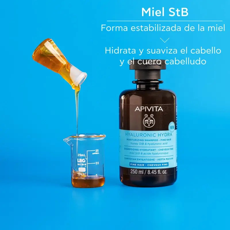 Apivita Hyaluronic Hydra Feuchtigkeitsspendendes Shampoo Feines Haar, 250 Ml