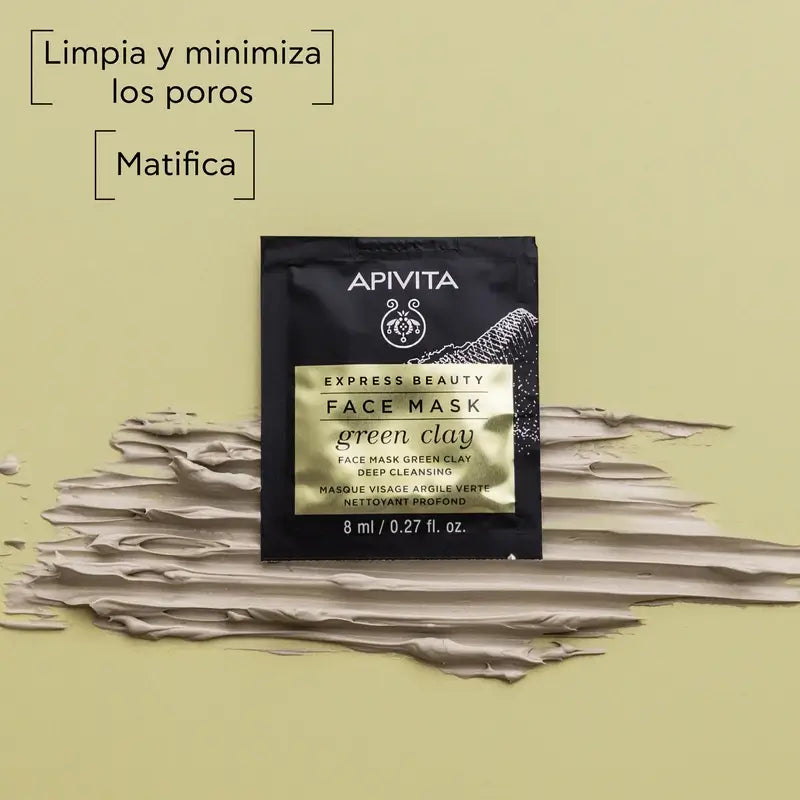 APIVITA Tiefenreinigende Gesichtsmaske mit grüner Tonerde 2 Stück x 8 ml