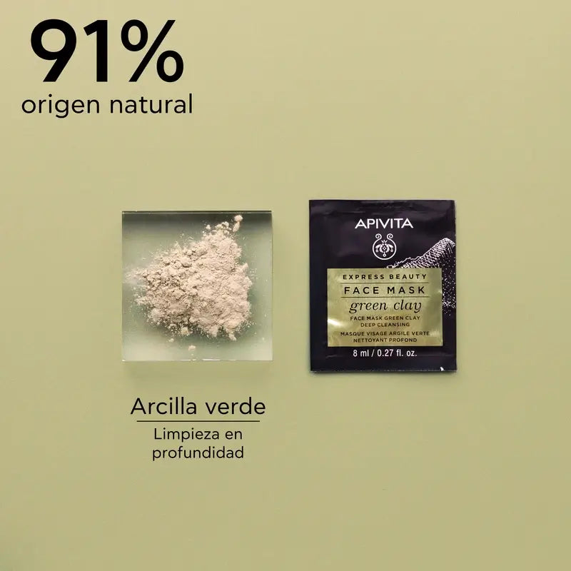 APIVITA Tiefenreinigende Gesichtsmaske mit grüner Tonerde 2 Stück x 8 ml