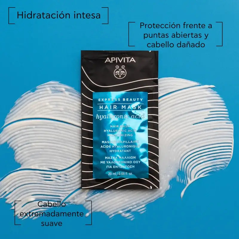 APIVITA Feuchtigkeitsmaske für alle Haartypen mit Hyaluronsäure und Aloe, 20 ml