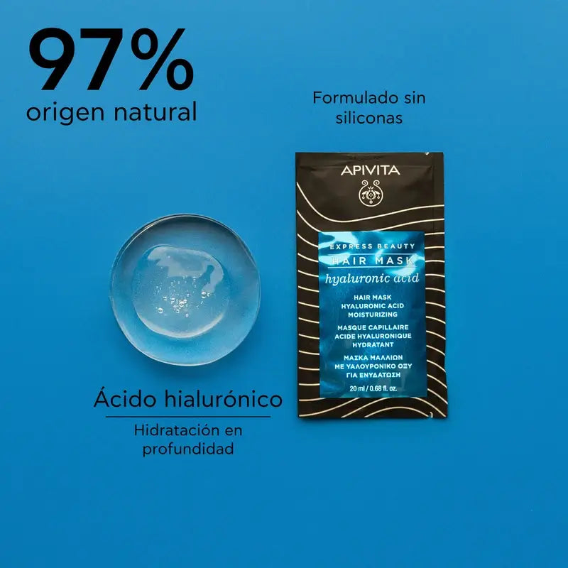APIVITA Feuchtigkeitsmaske für alle Haartypen mit Hyaluronsäure und Aloe, 20 ml